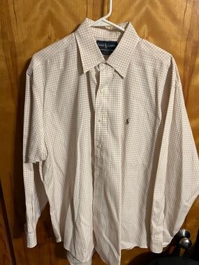 Ralph Lauren Men's Check Dress Shirt - Cream and Light Brown